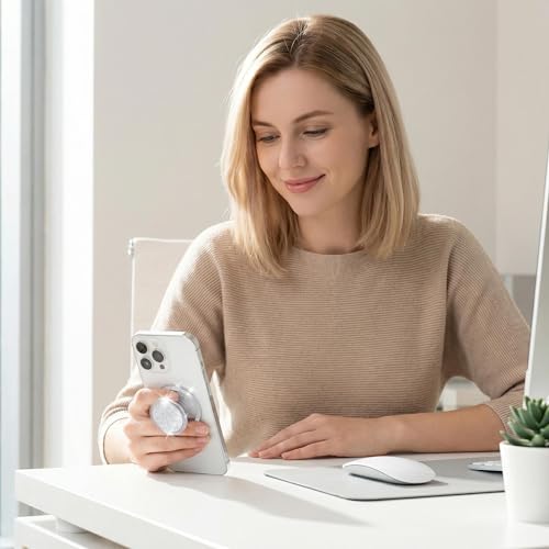 Soporte extraíble con purpurina para evitar caídas en iPhone 16 y 15 4