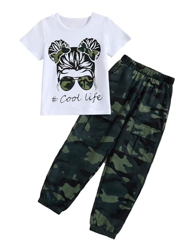 Image of Girl Clothes Cute Cool Girl Tops Splicing Pants 2 Piece Girls Summer Outfits 6-14 Years