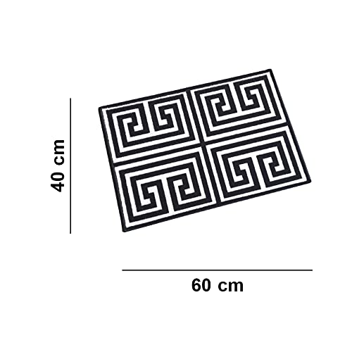 Image of Matz&More Anti Slip Multipurpose Floor Mat, 40x60cm, for Door, Entrance, Bathroom, Bedroom, Kitchen, Office, Greek Black White