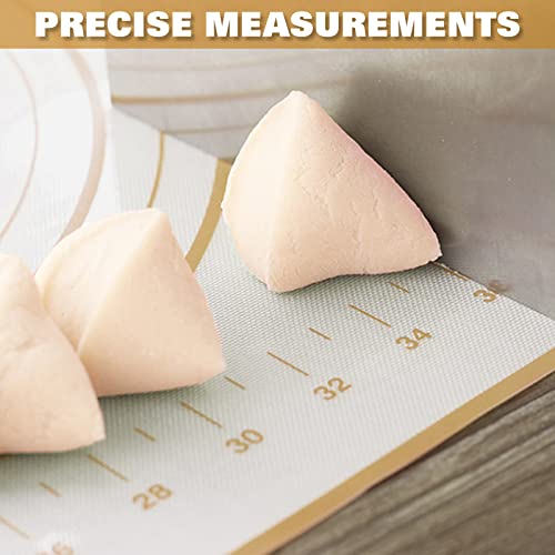Silicone Pastry Mat Extra Thick Large Non Stick Baking Supplies Kitchen Counter Cooking Rolling Dough Sheet Pie Crust Sourdough Bread Oven Liner with Measurement (L-16''(W)*24''(L), 3#Gold) - Thumbnail 6