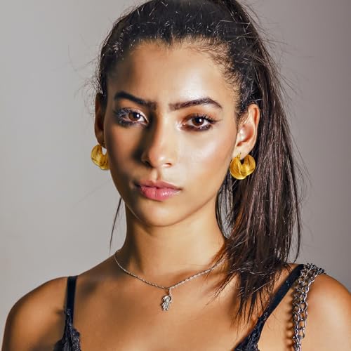 YUJIE Gold Plated Hoop Earrings for Women Brass Earring Chunky Statement Jewelry4