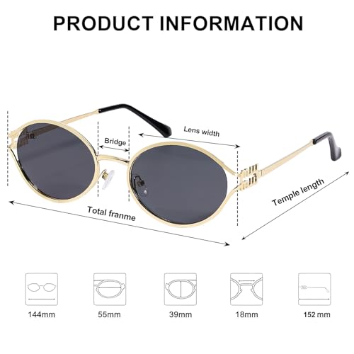 AICase Ozzy merch Retro Oval Sunglasses for Women Men Small 90s Metal Sun Glasses 2025 Trendy Chic Round Shades Cute Miu Designer Sunnies UV400 Protection_34