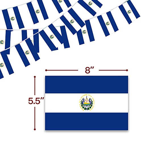 Image of Anley El Salvador String Flag Pennant Flags, Patriotic Events 15th of September Salvadoran Independence Day Decoration Sports Bars - 33 Feet 38 Flags