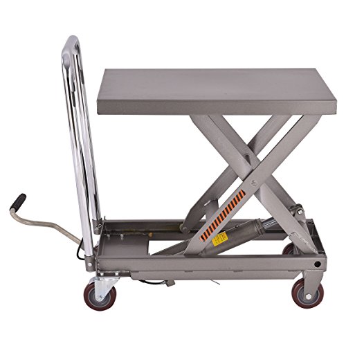 500LB Rolling Table Cart Lift Scissor Hydraulic Cart Elevating W/Foot Pump Dolly Utility Trolley Shelf Steel Heavy Duty