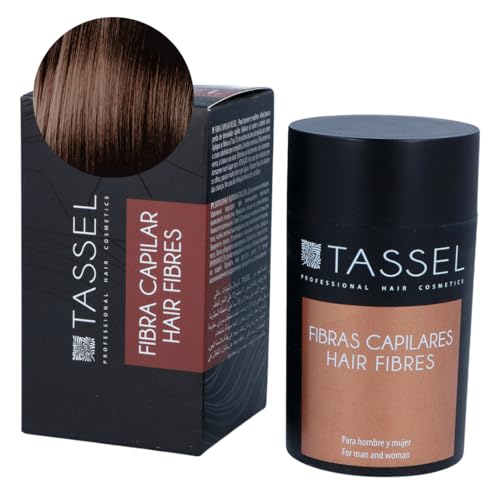 TASSEL | Fibras capilares | Microfibras para cabello y barba con dosificador basico | Disimula la perdida del cabello calvicie densidad capilar (1, CASTAÑO OSCURO)
