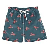 AMmao Boys Swim Trunks Classic Lobster Toddler Swim Board Shorts Quick Dry Beach Bathing Suits Draws