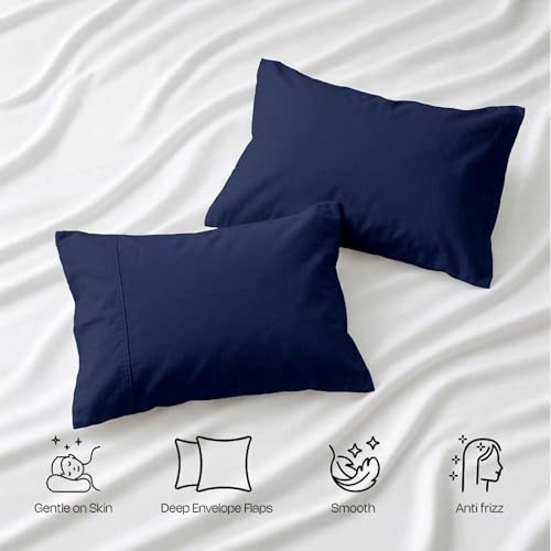 Image of 1000 Thread Count Egyptian Cotton Twin XL Sheet Set - 4 Piece Luxury Bedding, Deep Pocket Sheets Fits 18 inch Mattress, Soft & Breathable, Navy Blue