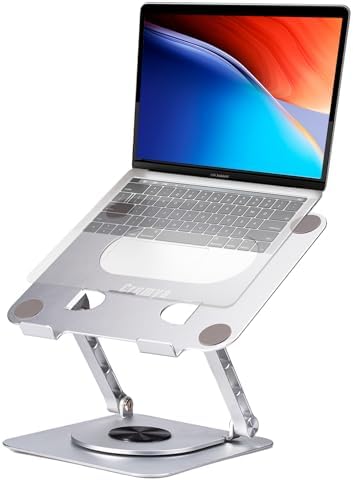 Crumya Dizüstü Bilgisayar Standı - Alüminyum Alaşımlı Stand 360 Derece Dönebilen PC Katlanabilir Ergonomik, Yükseklik ve Açı Ayarlanabilir, iPad, Dizüstü Bilgisayarlar ve Tabletler ile Uyumlu, 17 İnç - Görsel 1