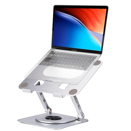 Crumya Dizüstü Bilgisayar Standı - Alüminyum Alaşımlı Stand 360 Derece Dönebilen PC Katlanabilir Ergonomik, Yükseklik ve Açı Ayarlanabilir, iPad, Dizüstü Bilgisayarlar ve Tabletler ile Uyumlu, 17 İnç