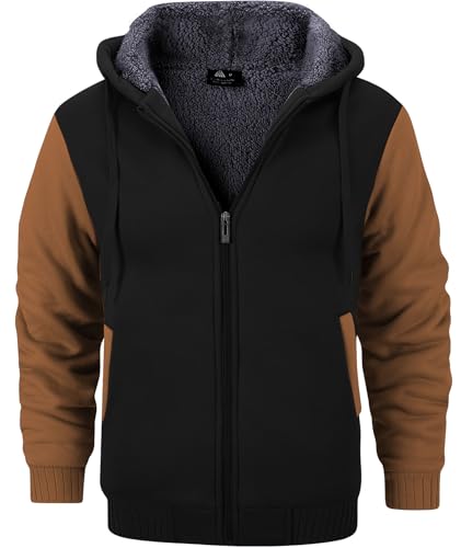 Image of GEEK LIGHTING Men's Fleece-Lined Zip Up Hoodie, Thick Hooded Jacket Winter Warm Athletic Sweatshirt