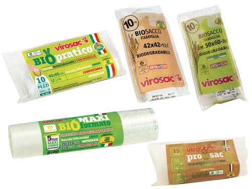 VIROSAC Rollo de 15 Bolsas biodegradables, 45 x 60 cm, Nylon, Multicolor, 45 X 60Cm Cover