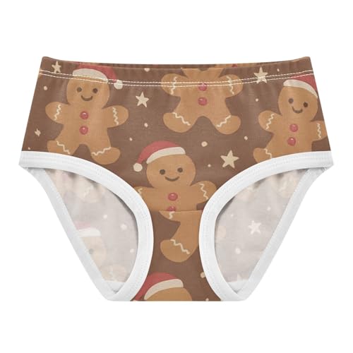 1-piecing Hip Design Girls' Panties Briefs Underwear for Toddler Christmas Gingerbread Men in Sizes 2T,3T, 4T, 5T, 6Y and 8Y