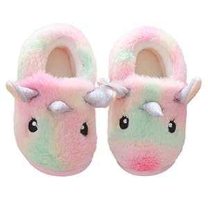 Boys Girls Plush House Slippers Toddler Liitle Kids Warm Fluffy Fuzzy Slippers Nonslip Winter Slippers