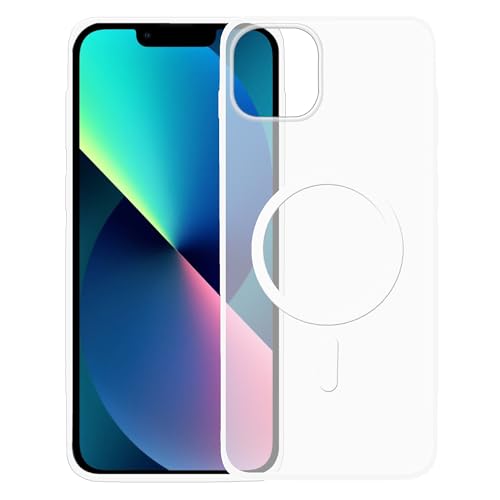 Image of amazon basics Luxury Paper Thin Case Cover for iPhone 13 / iPhone 14 5G | Matte Finish | Compatible with magsafe | (White, iPhone 13 / iPhone 14 5G)