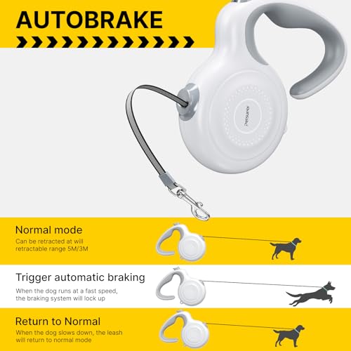Petsuper Coleira retrátil para cães com trava automática 360° fita de nylon forte sem emaranhamento