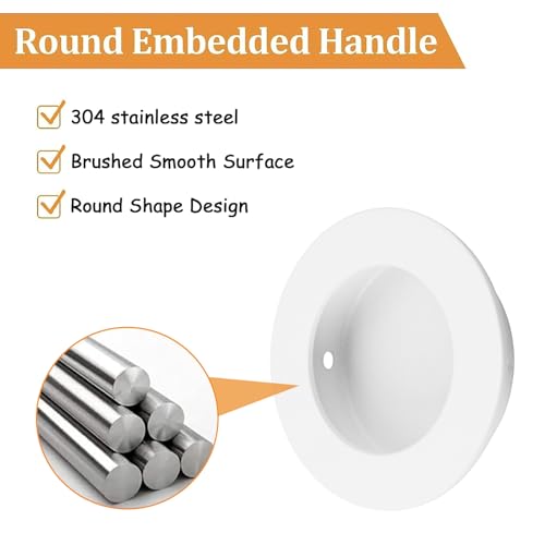 MOROBOR 4pcs White Round Recessed Handle - Image 3