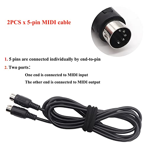 Taiss 2 Pack 5 Pin Midi Cable, 6-Feet Male To Male Plug Midi 5 Pin Adapter Cable, Compatible With Electronic Keyboards, Keyboard Synthesizers, External Sound Cards, Etc. #TOP3
