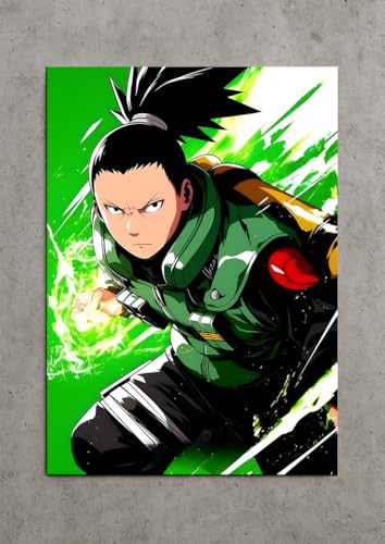 Image of NIJUKA Anime Printed Metal sheet Poster For Home And Room Decoration | For Anime Art Fans Boys And Girls (Shikmaru shadow controlar)