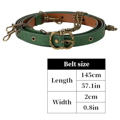 Image of HiiFeuer Medieval DIY Faux Leather Metal Chain Belt, Vintage Adjustable Thin Belt For Women, Retro Skinny Belt For Dresses