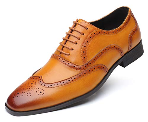 Mens Brogue Oxford, Lace-up Wingtip Dress Shoes,Formal Lace Up Shoes for Men