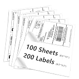 9527 Product 8.5' x 5.5' Half Sheet Self Adhesive Shipping Labels for Laser & Inkjet Printers, Easy to Peel Label, 100 Sheet 8.5 x 11 Address Labels, 2 Labels per Sheet (200 Labels)