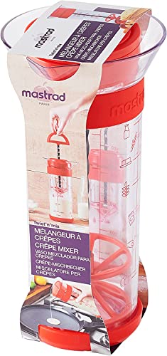 MASTRAD - Twist'n'Mix - Mélangeur Réalisez des Pâtes Liquides (Crêpes, Gaufres, Pancakes) Sans Aucun Autre Matériel - Méthode Garantie sans Grumeaux - Utilisation Facile - 700 ml - Rouge - F38610 Cover