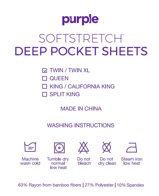 Image of Purple SoftStretch Sheets, Twin /Twin XL, Rayon Blend, Moisture-Wicking, Morning Mist, Fits Other Mattresses, Stretch for Adaptive Support