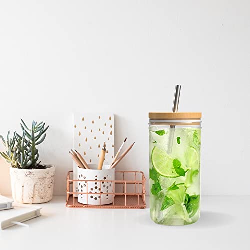 6 Pack Glass Mug Set - Drinking Glasses Tumbler, 24Oz Reusable Boba Tea Cups With Bamboo Lids, Travel Tumbler Bottle, Non-Slip Glasses For Iced Coffee, Smoothie #TOP4