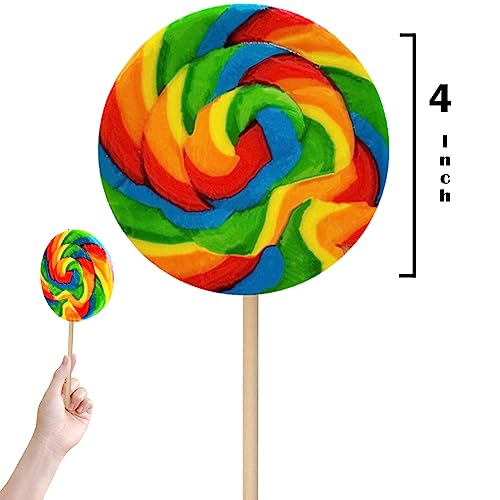 Fruidles Jumbo Rainbow Swirl Lollipop, Individually Wrapped Sucker - 4\" Inch, 110 Gram (Pack of 12)