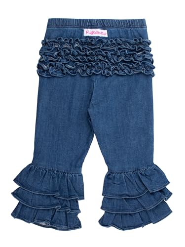 RuffleButts Baby/Toddler Girls Denim Ruffle Flare Pants