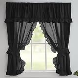 Stoneberry Home Ruffled Window Curtain Set, 70' x 45' Curtain with Tiebacks and Valance