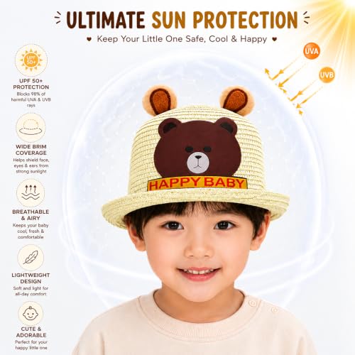 Image of VRITRAZ Baby Boy's and Girl's Kids Children Cute Printed Cartoon Gift Summer Fancy Dress Straw Fasion Hat Cap 1