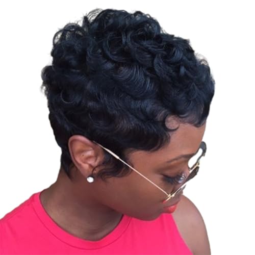 DOcute Short Wigs For Black Women Pixie Cut Short Black