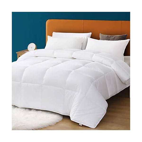 APSMILE Couette 4 Saison 300GSM Couette en Microfibre – Couette 2 Lit Personnes 220 x 240 cm Blanc avec Onglets d’angle, Lavable en Machine