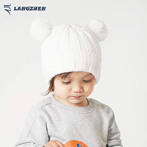 Image of Toddler Infant Winter Hat with Earflap Knit Warm Beanie Fleece Lined Hat for Baby Boys Girls