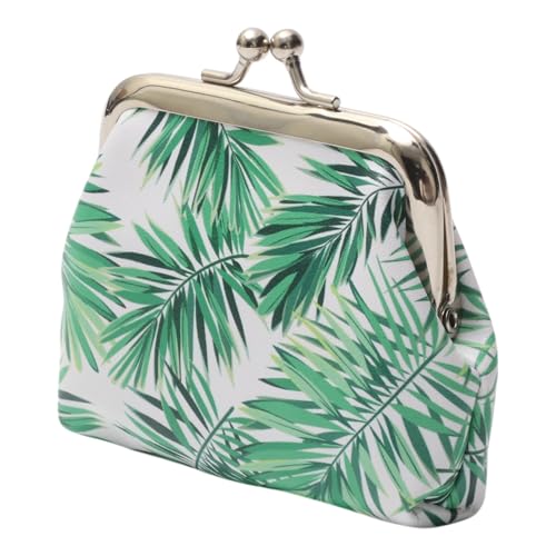 1Pcs Pouch Wallet Palm Leaf Snap Wallet PU Leather Green White 9x8cm2