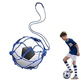 Football Kick Trainer, Solo Soccer Ball Return Trainer Net Fits Ball, Handshold Football Kick Throw Practice Training Aid, Football Skills Practice Equipment for Kids Adults (Blue)