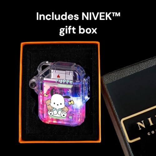 Encendedor NIVEK transparente con llama rosa y diseño puppy miniatura 3