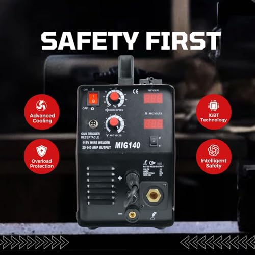 LOTOS MIG140 140A MIG Welder Advanced Auto MIG Synergistic Setting, Voltage Fine Tuning, Gas MIG Welding & Gasless Flux Core MIG Welding - Brown, 120V, Without Aluminum Spool Gun - Thumbnail 4