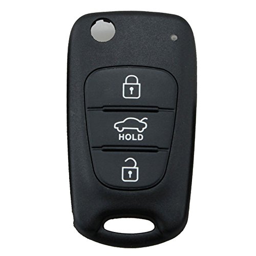 Aupoko Keyless Remote Key Shell Case, 3 Buttons Uncut Flip Folding Entry FOB Shell Replace# NYOSEKSAM11ATX 315-NAS-SL, SEKS-AM11ATX, Replacement for Kia Rio Rondo Soul Hyundai