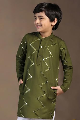 Image of Fashion Dream Boys Cotton Blend Geometric Kurta Payjama Set| Ethnic Set