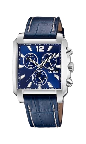 Lotus Herren Analog Uhr Blau Leder - Quarz - Chronograph - Mineralglas - 5 ATM Wasserdicht Elegante Uhr 18851/2 Special Prices