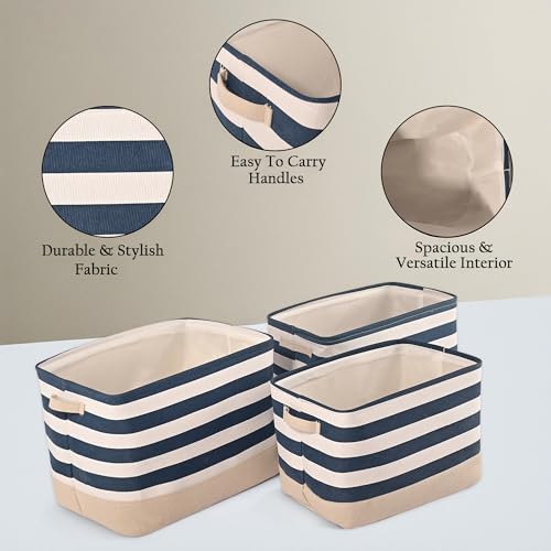 Image of Kuber Industries (Set of 12) Foldable Cosmetic & Skincare Dressing Table Organizer | Space-Saving Storage Boxes for Makeup Items /Hair Gadgets & Jewellery Holder | GM-30-BLU | White & Blue Stripe