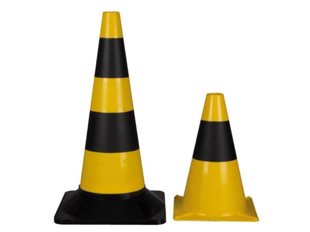 Perel Cono stradale per delimitazione zone, nero/giallo, uso ricreativo, 50 cm