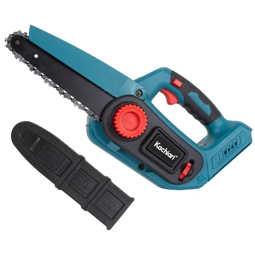 Kachiari チェーンソー 充電式 8インチ 小型 KA-17 ハンディチェーンソー アウターロータモータ コードレス 電動工具 片手 軽量 木工切断 枝切り 薪作 庭木剪定 家庭用業務用 女性/初心者も対応 チェーン刃とガイドバー付き 18Vバッテリ
