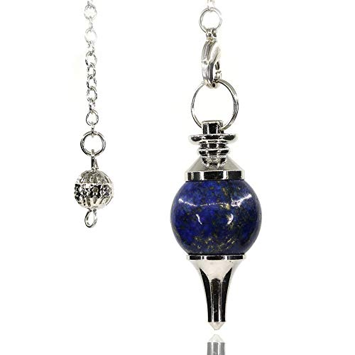 Preisvergleich Produktbild CHENYUE Gefärbter Lapislazuli Edelstein Wünschelruten-Kristall Reiki Heilung Chakra Punkt Pendel mit 40 mm Kette