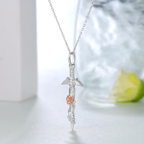 Master Sword Necklace Sterling Silver Link Necklace for Cosplay Warriors Jewelry Gifts for Unisex2
