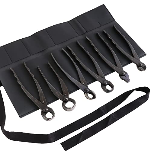 Wazakura Made in Japan Complete 6PCS Bonsai Cutter Tools Set with Case: Concave Branch Cutter, Knob...