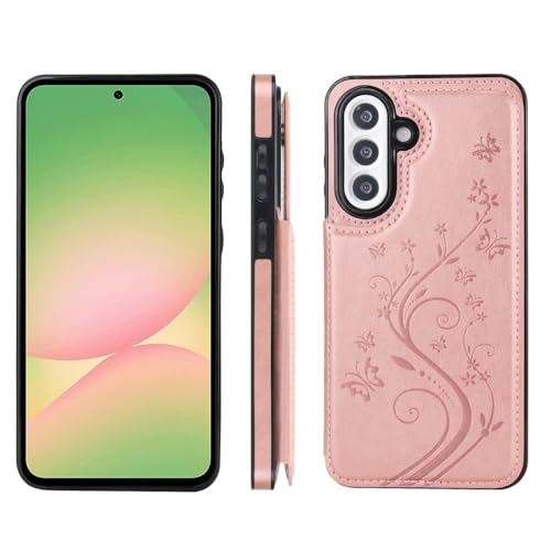 Genérico compatible para Samsung Galaxy A13 5G/4G Color: (oro rosa) Funda tipo cartera de piel con mariposa