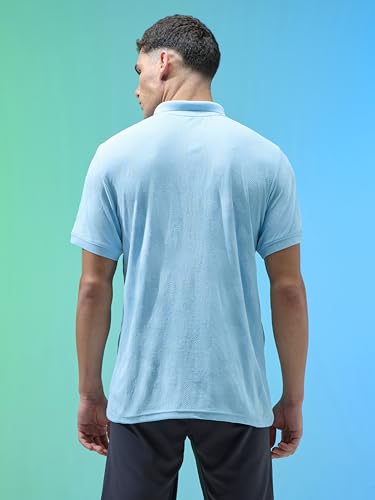 Image of TECHNOSPORT Men's Slim Fit Jacquard Textured Polo Sports T-Shirt with Cotflex, UPF50+ for Regular use